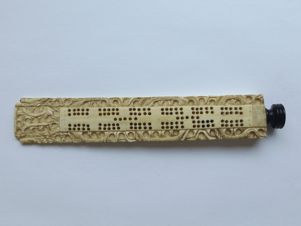 Lovely 19th Century Chinese Ivory Cribbage Board