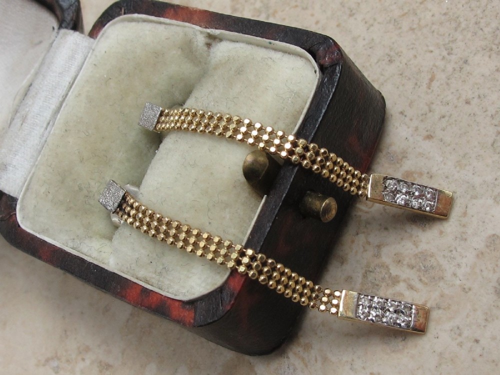 Lovely Art Deco 9ct Gold and Diamond drop Earrings