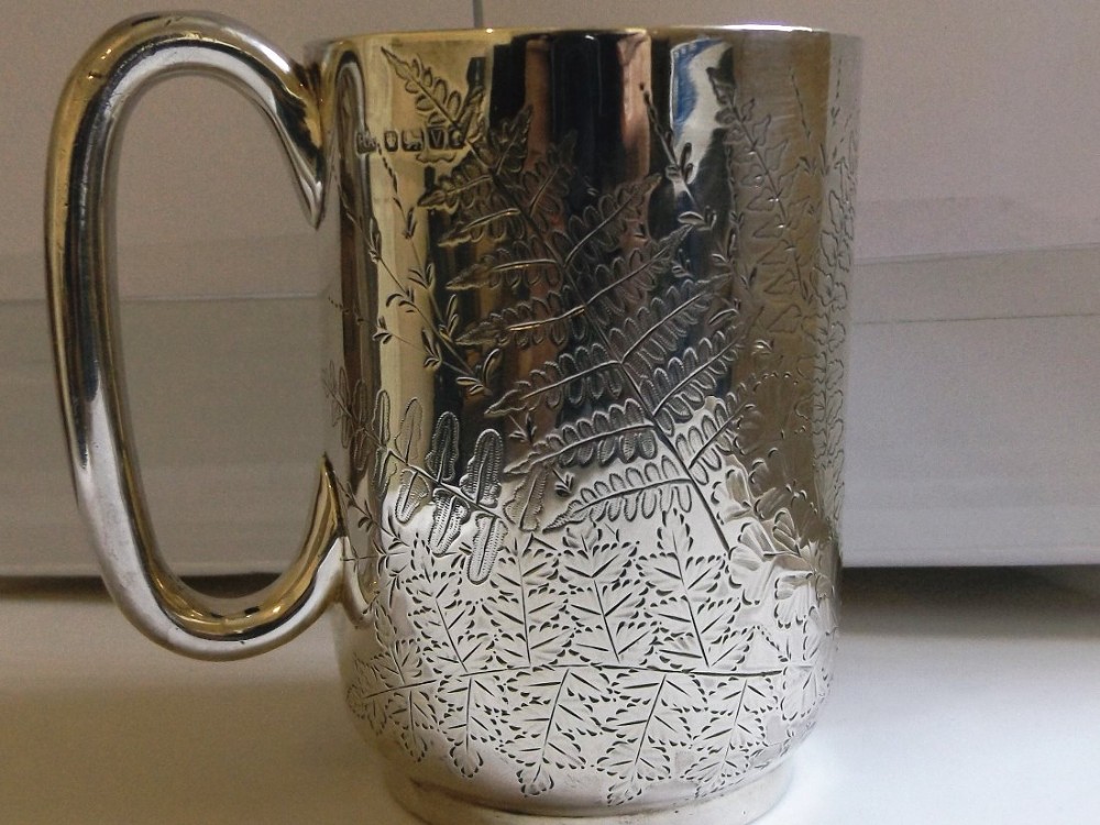 Lovely Antique Victorian Silver Pint Mug/Tankard Sheffield 1888