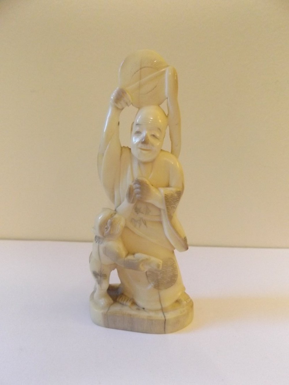 Japanese Ivory Okimono of a Man  c1890