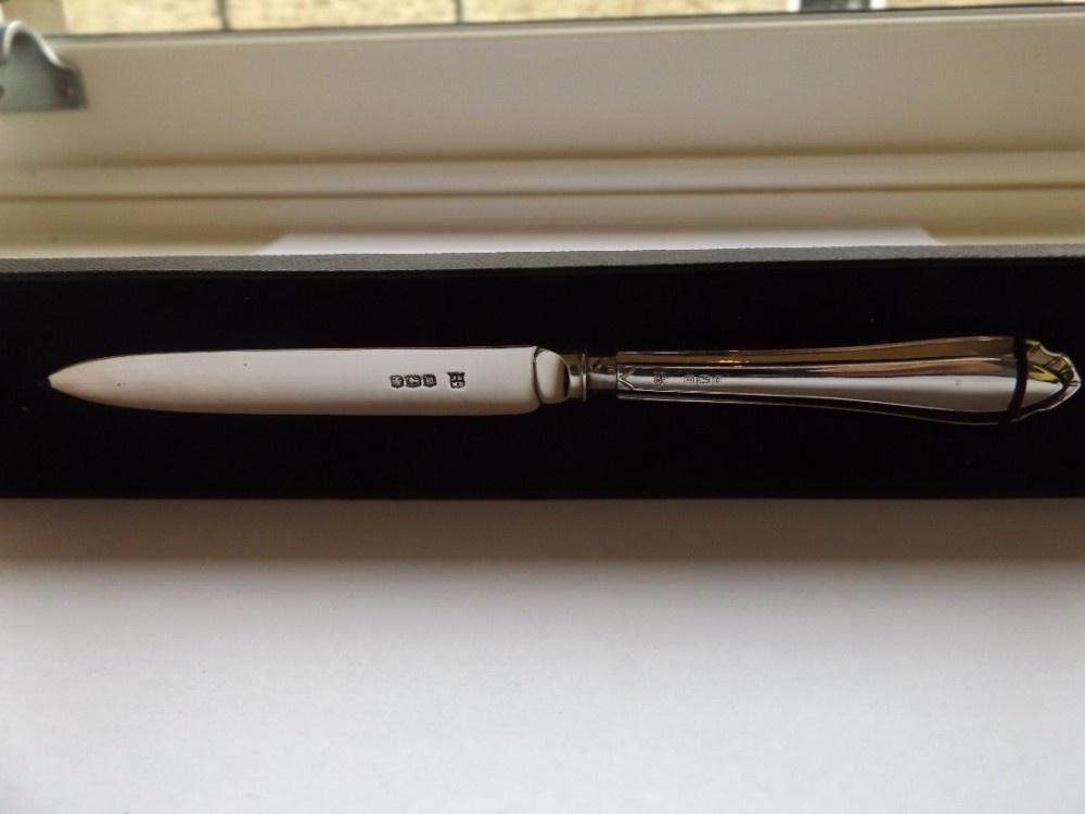 Lovely  Boxed Hallmarked Solid Silver Letter Opener