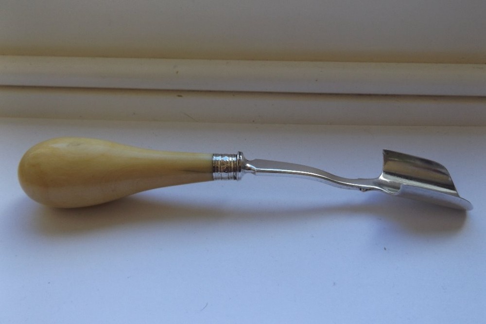 Superb Substantial Early Victorian Silver & Ivory Stilton Scoop