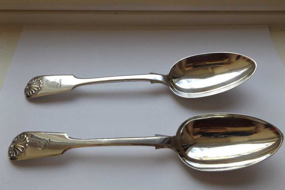 Rare Pair of Early Victorian Newcastle Silver Tablespoons