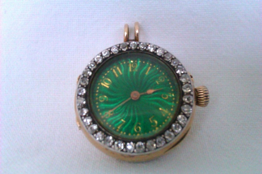 Rare Stunning Le Roy & Fils 18ct Gold & Diamond Pendant Watch