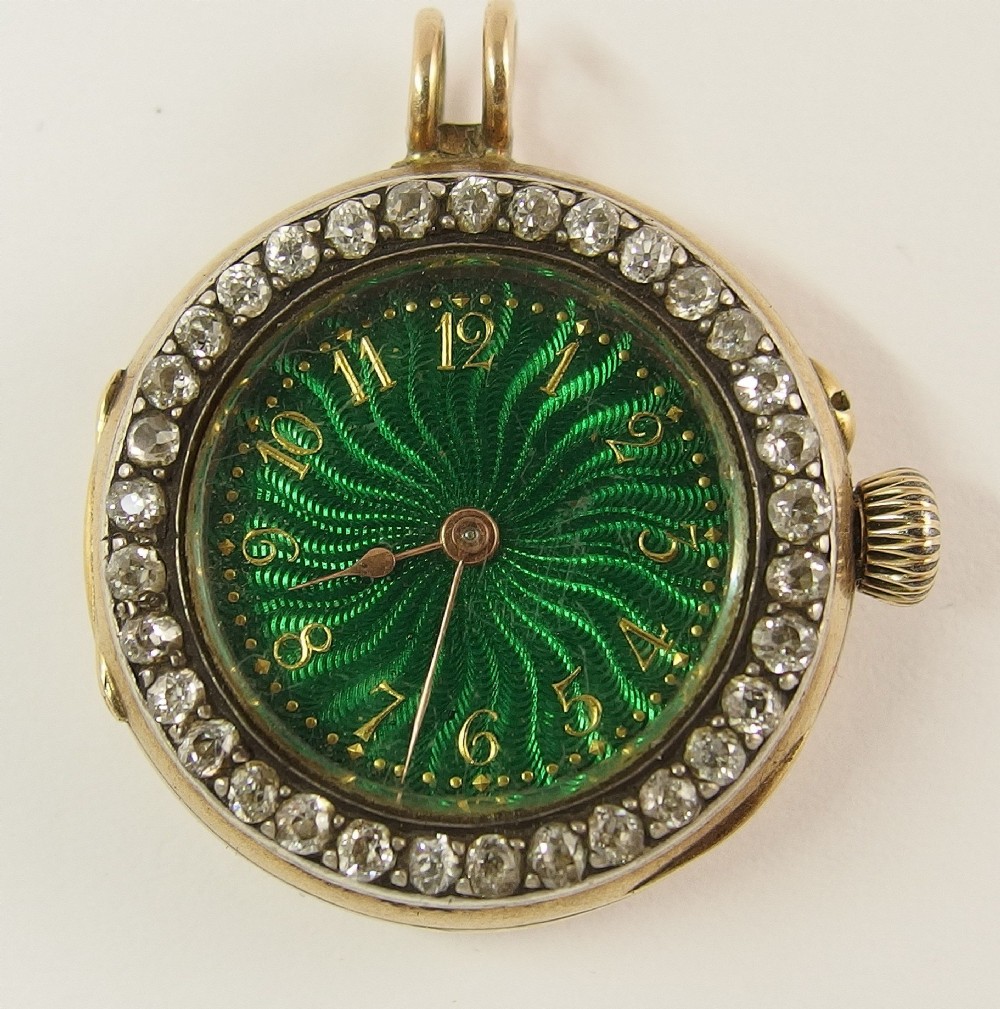 Rare Stunning Le Roy & Fils 18ct Gold & Diamond Pendant Watch View XII