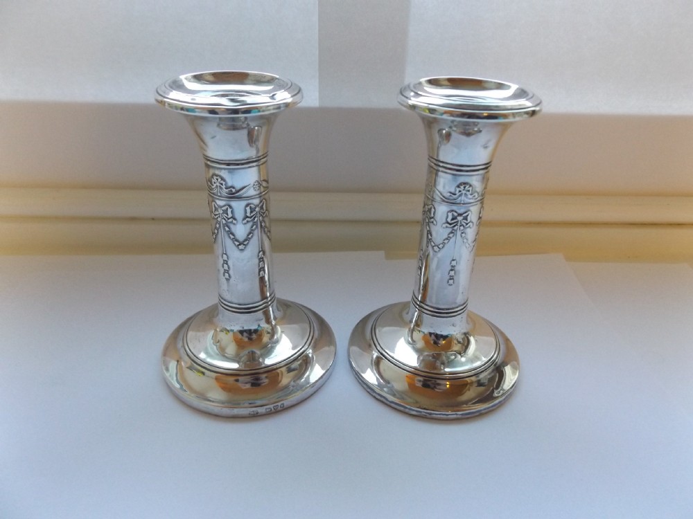Lovely Pair of Edwardian Silver Candlesticks View II