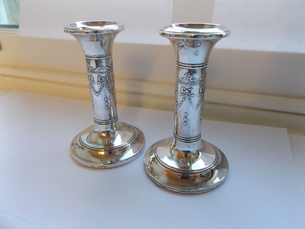 Lovely Pair of Edwardian Silver Candlesticks View III