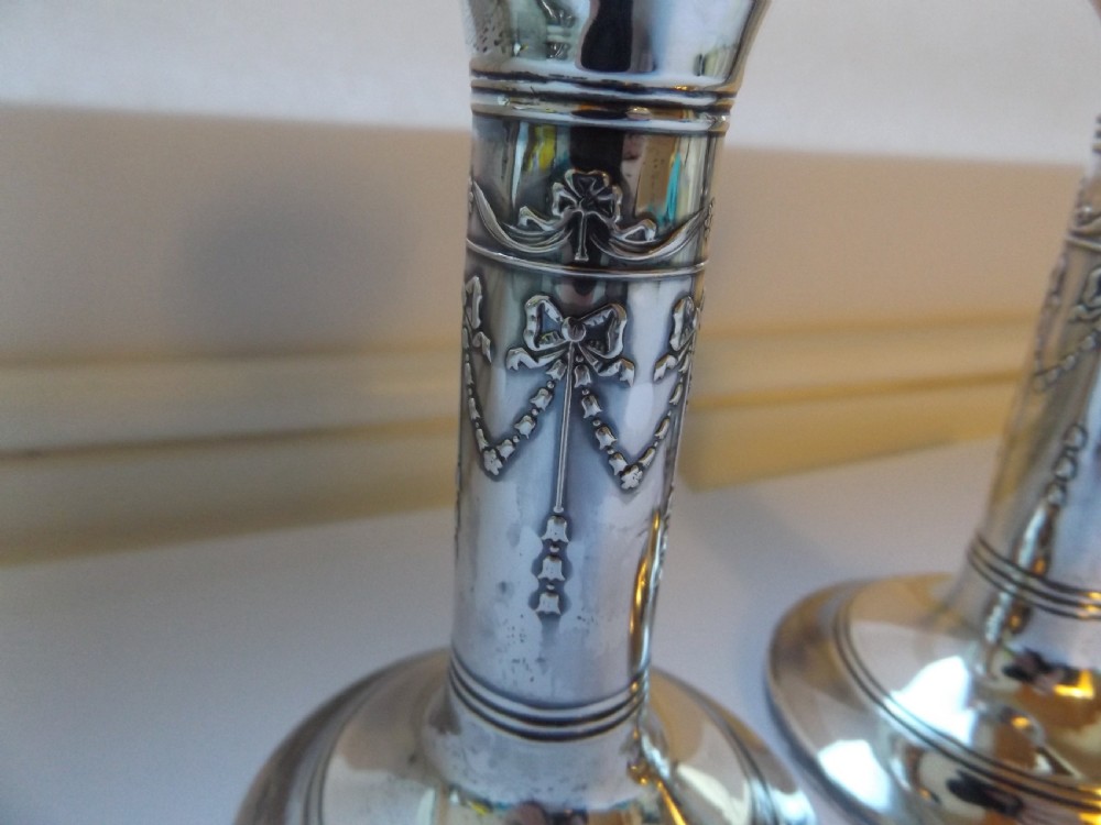 Lovely Pair of Edwardian Silver Candlesticks View V