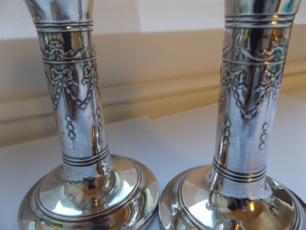 Lovely Pair of Edwardian Silver Candlesticks View VI