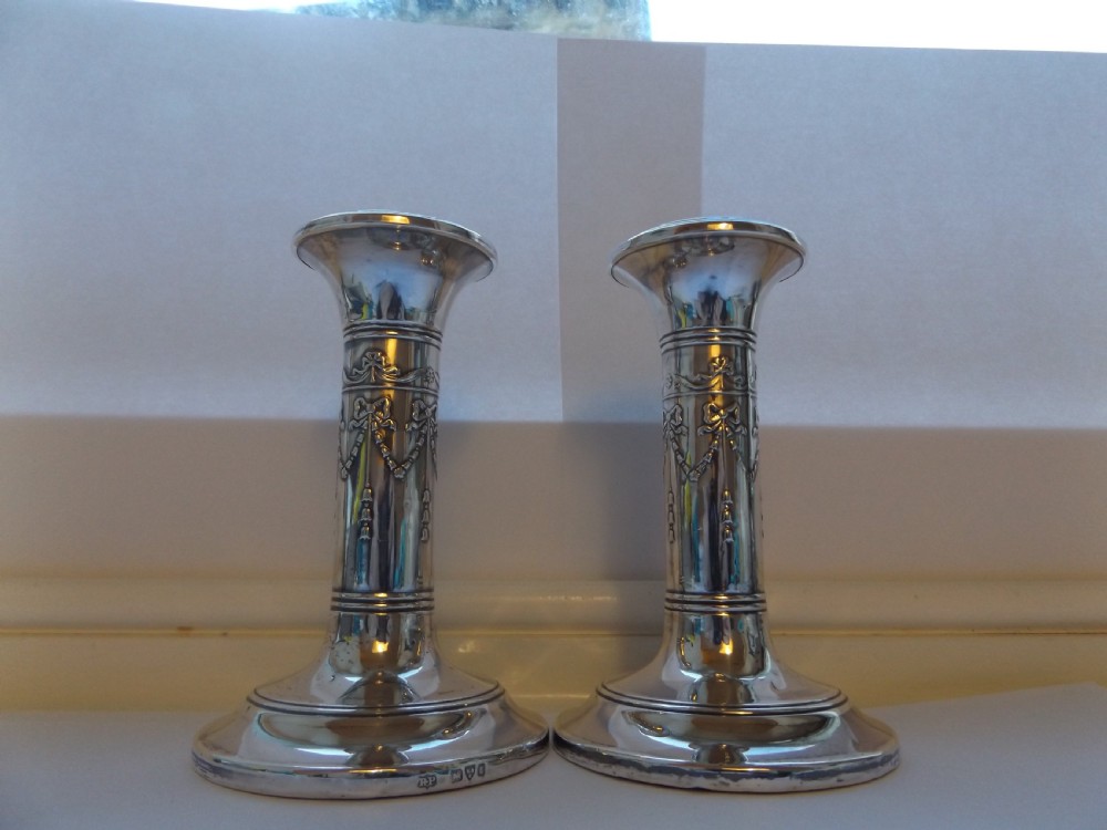 Lovely Pair of Edwardian Silver Candlesticks View VII