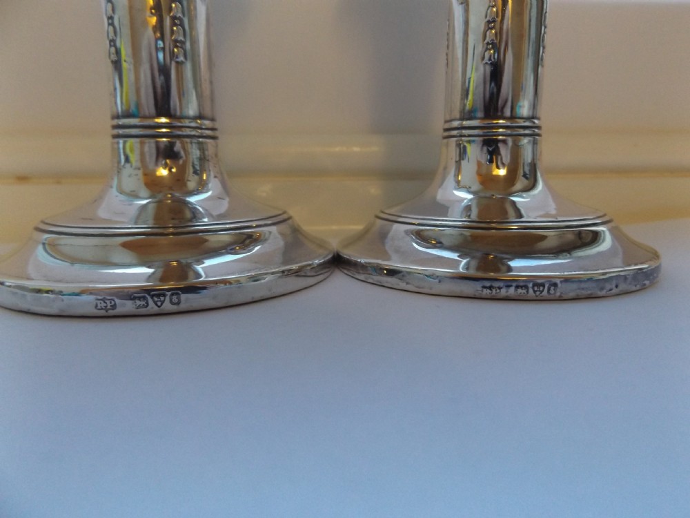 Lovely Pair of Edwardian Silver Candlesticks View VIII