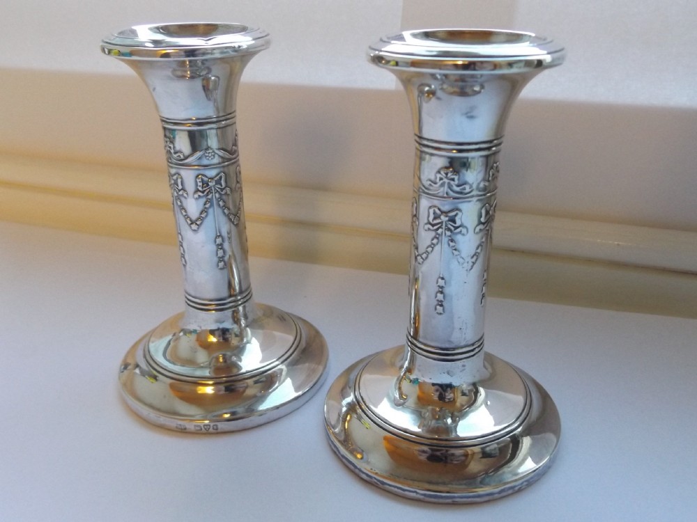 Lovely Pair of Edwardian Silver Candlesticks View XI