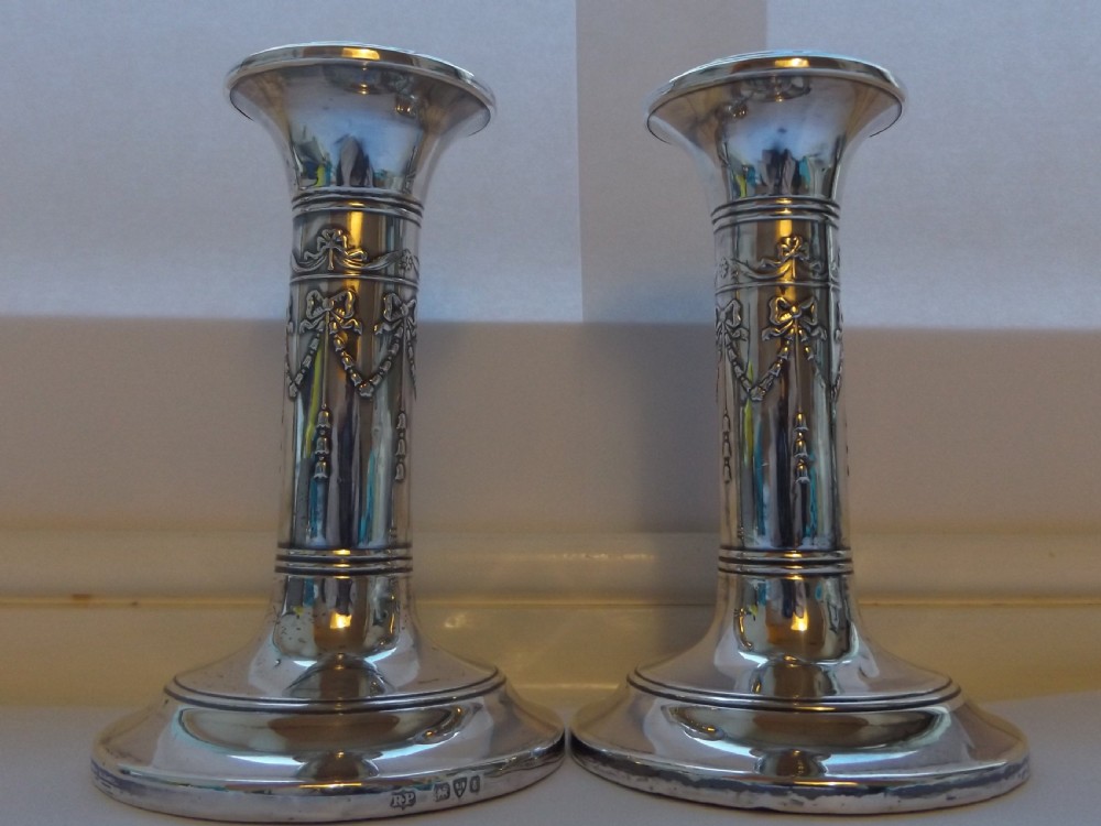 Lovely Pair of Edwardian Silver Candlesticks View XIII