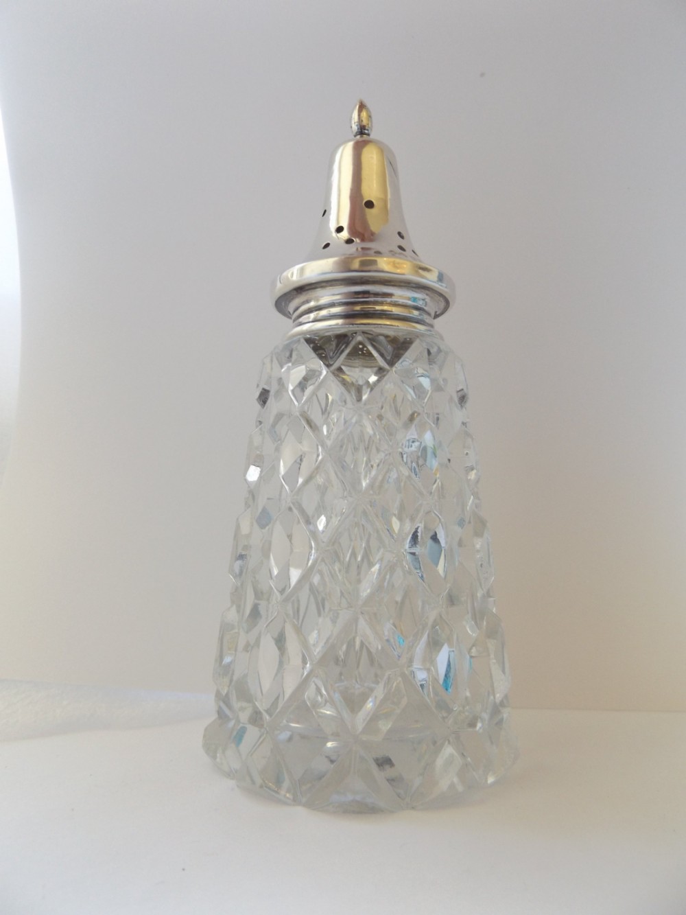 Lovely Cut glass and silver sugar castor