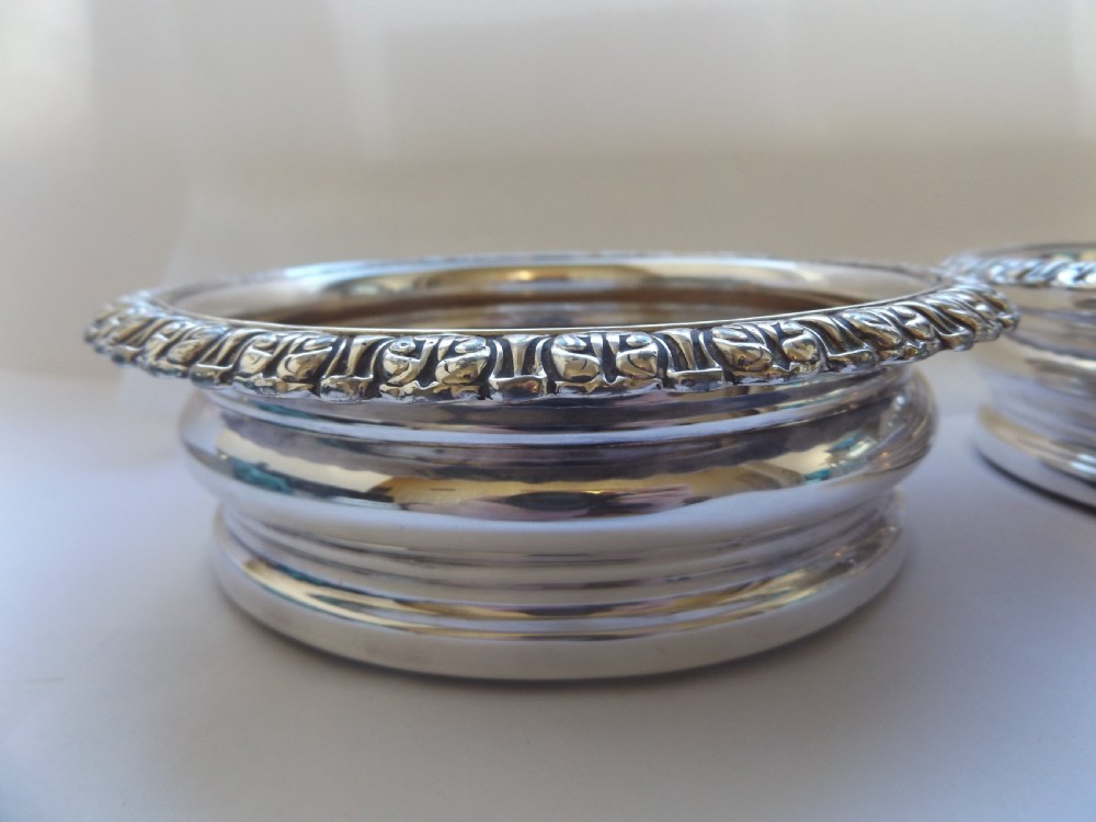 Super Pair of Silver Plated Wine Coasters View V