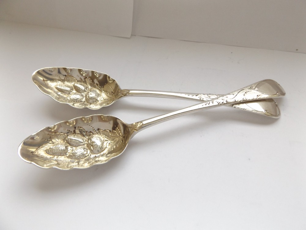 Super Pair of George 111 Silver Berry Spoons Bateman