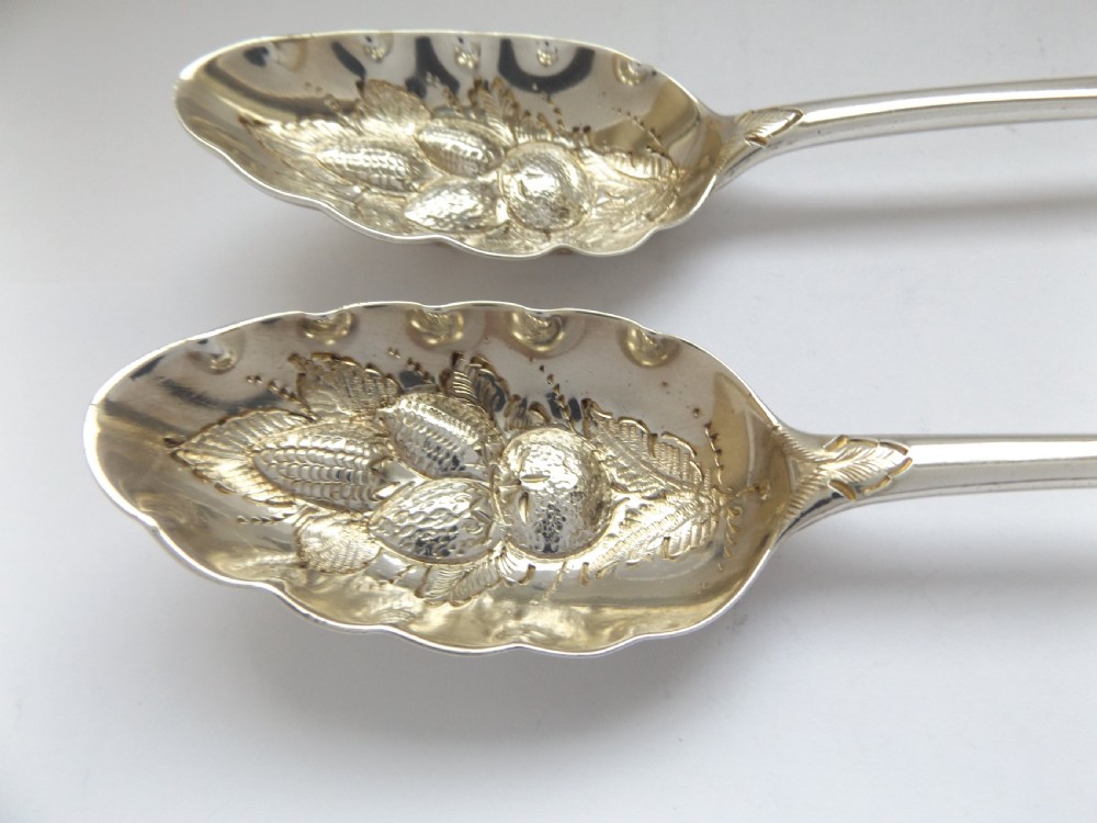 Super Pair of George 111 Silver Berry Spoons Bateman View III