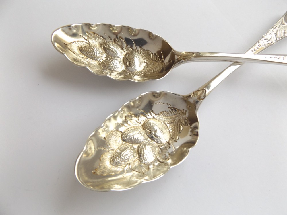 Super Pair of George 111 Silver Berry Spoons Bateman View V