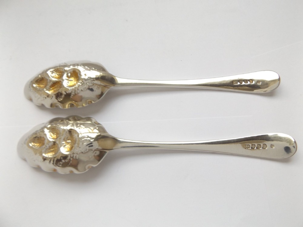 Super Pair of George 111 Silver Berry Spoons Bateman View VI