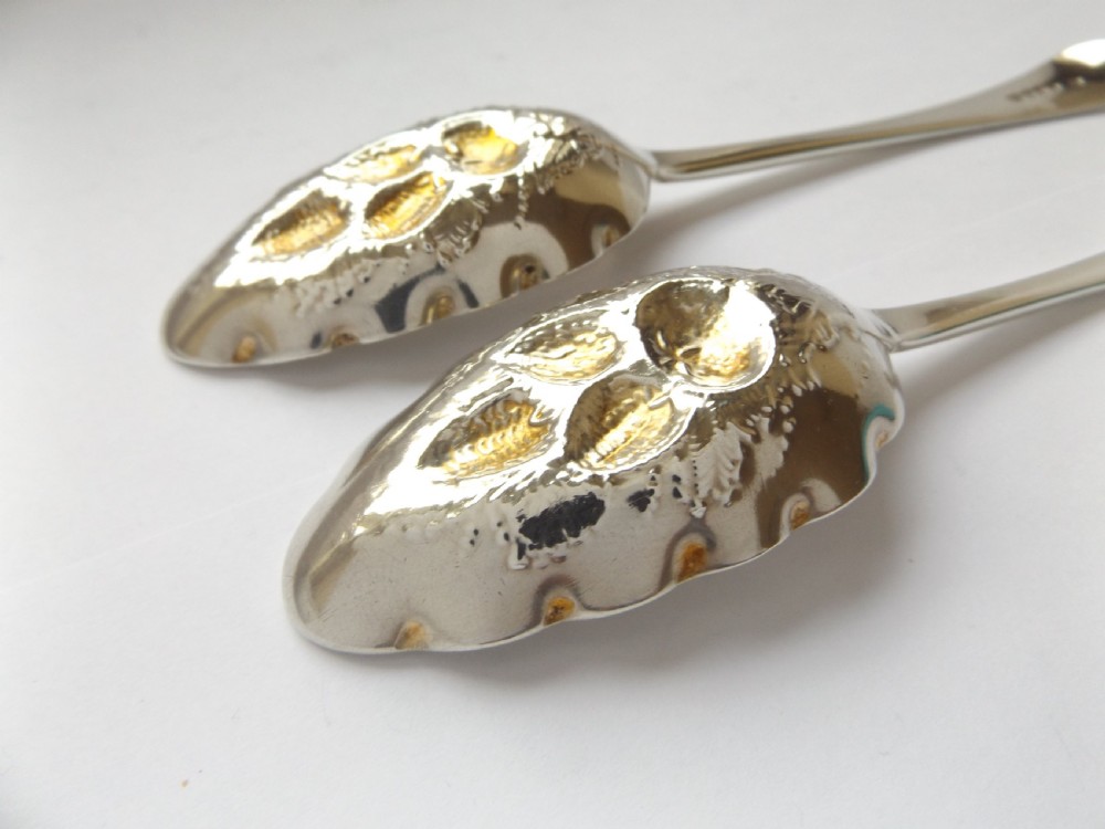 Super Pair of George 111 Silver Berry Spoons Bateman View VII