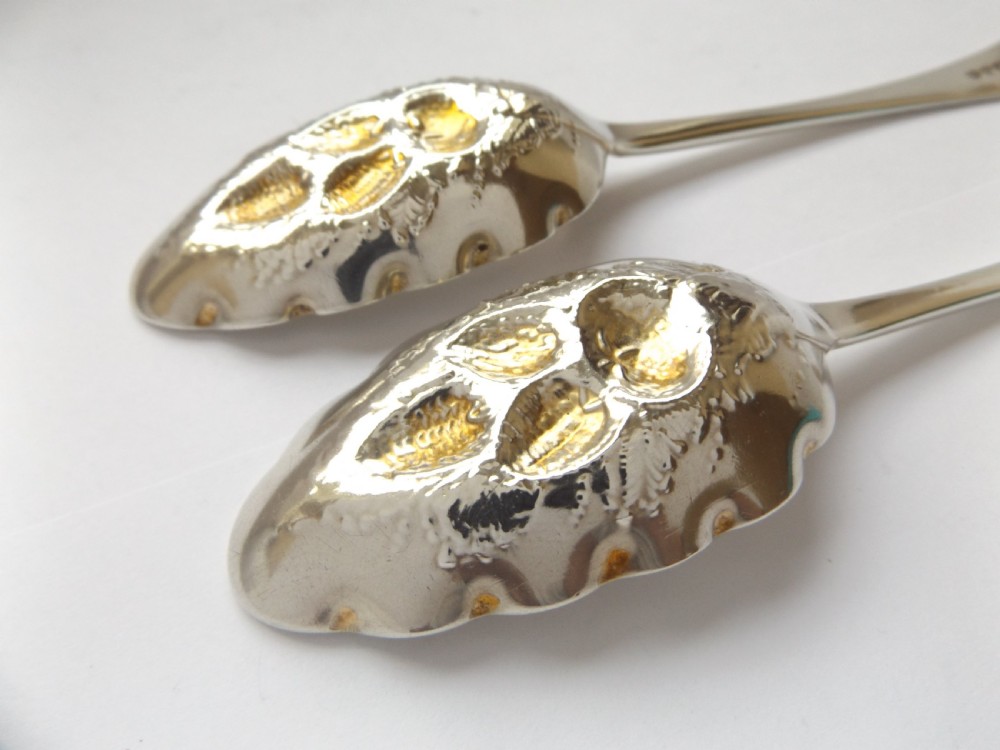 Super Pair of George 111 Silver Berry Spoons Bateman View VIII