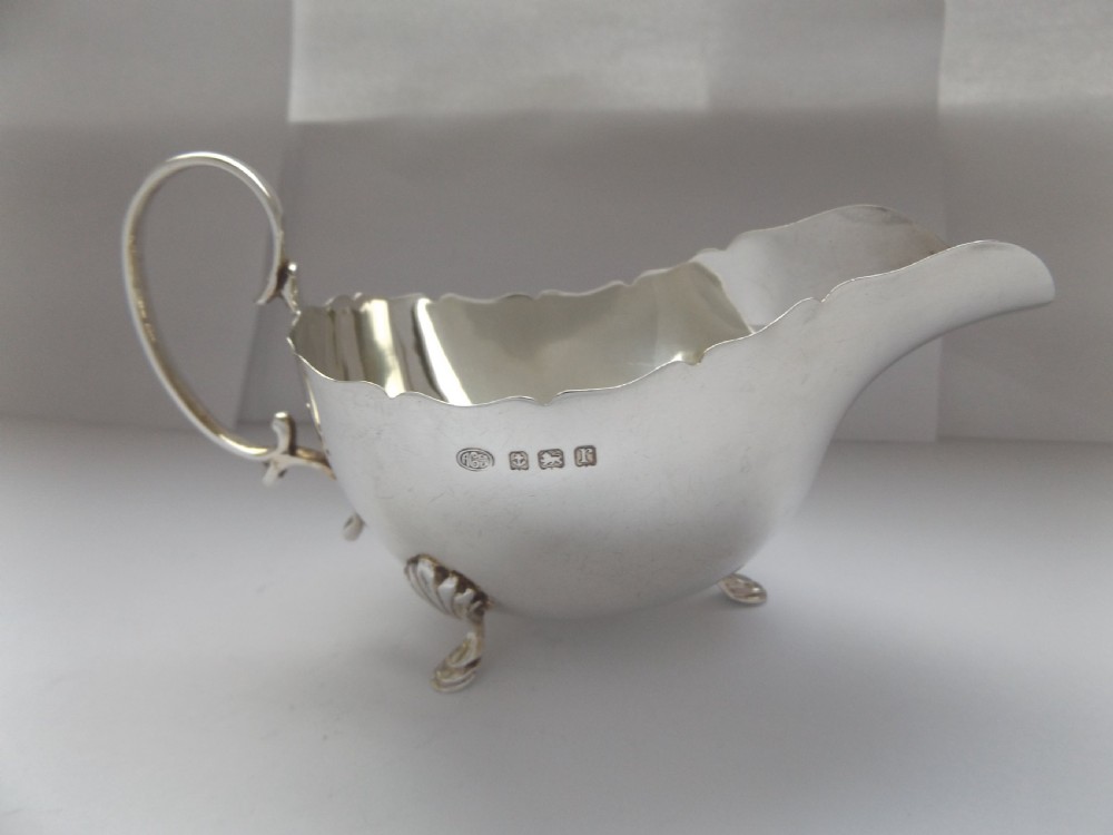 Antique Hallmarked Silver Sauce Boat View IX