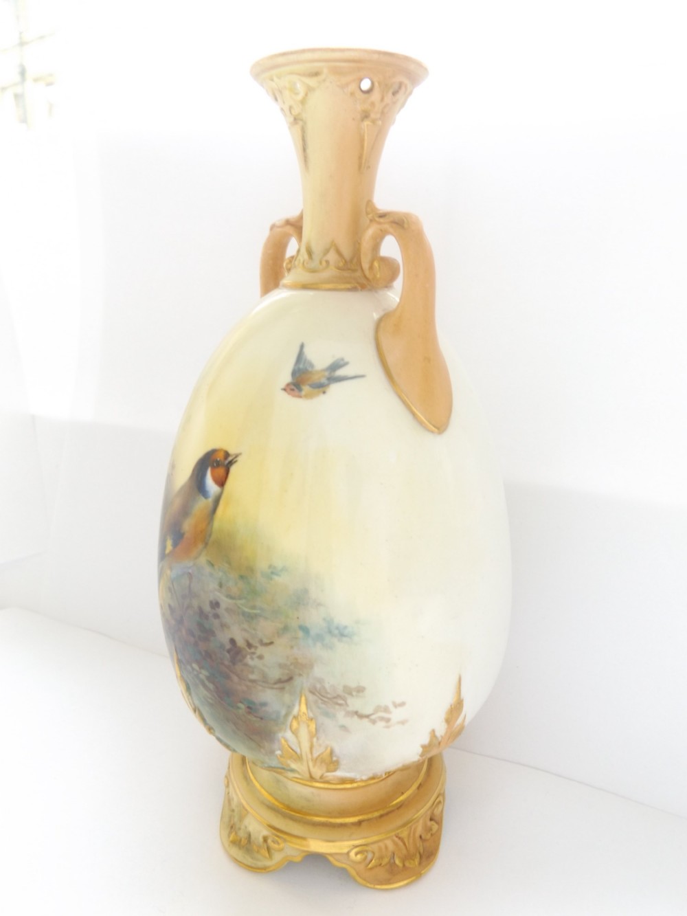 Beautiful Royal Worcester Twin Handled Vase Signed E Barker View IV