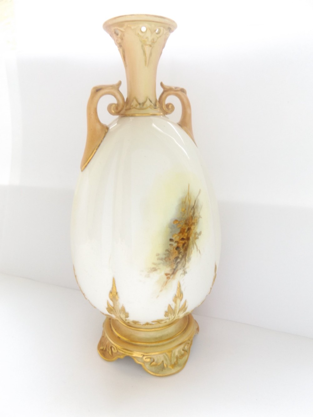 Beautiful Royal Worcester Twin Handled Vase Signed E Barker View V