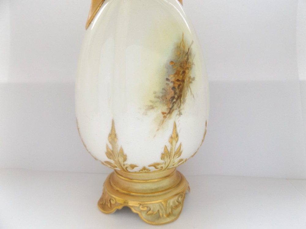 Beautiful Royal Worcester Twin Handled Vase Signed E Barker View VIII