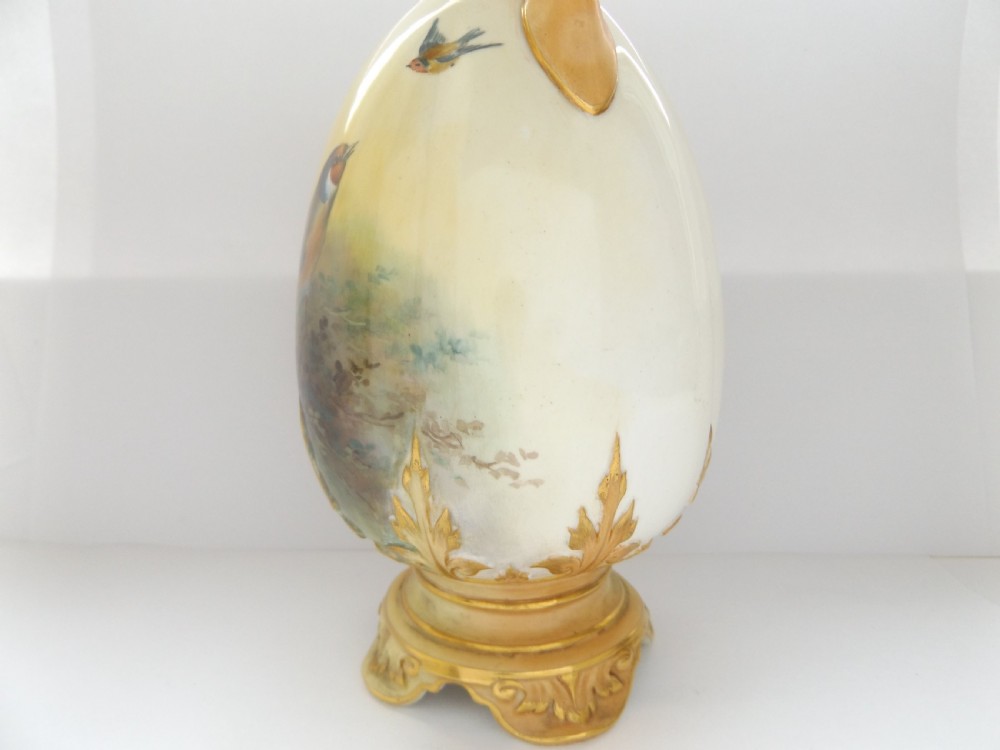 Beautiful Royal Worcester Twin Handled Vase Signed E Barker View X