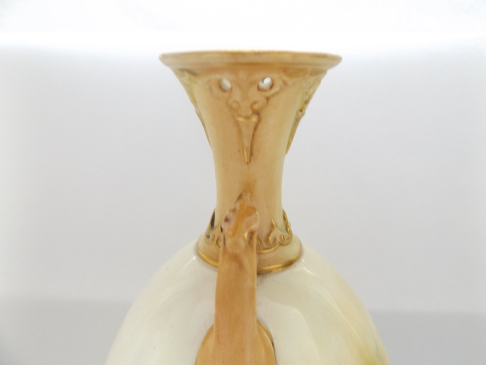 Beautiful Royal Worcester Twin Handled Vase Signed E Barker View XI