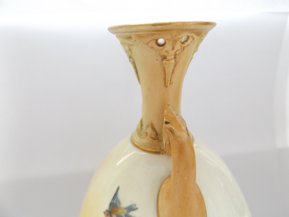 Beautiful Royal Worcester Twin Handled Vase Signed E Barker View XII