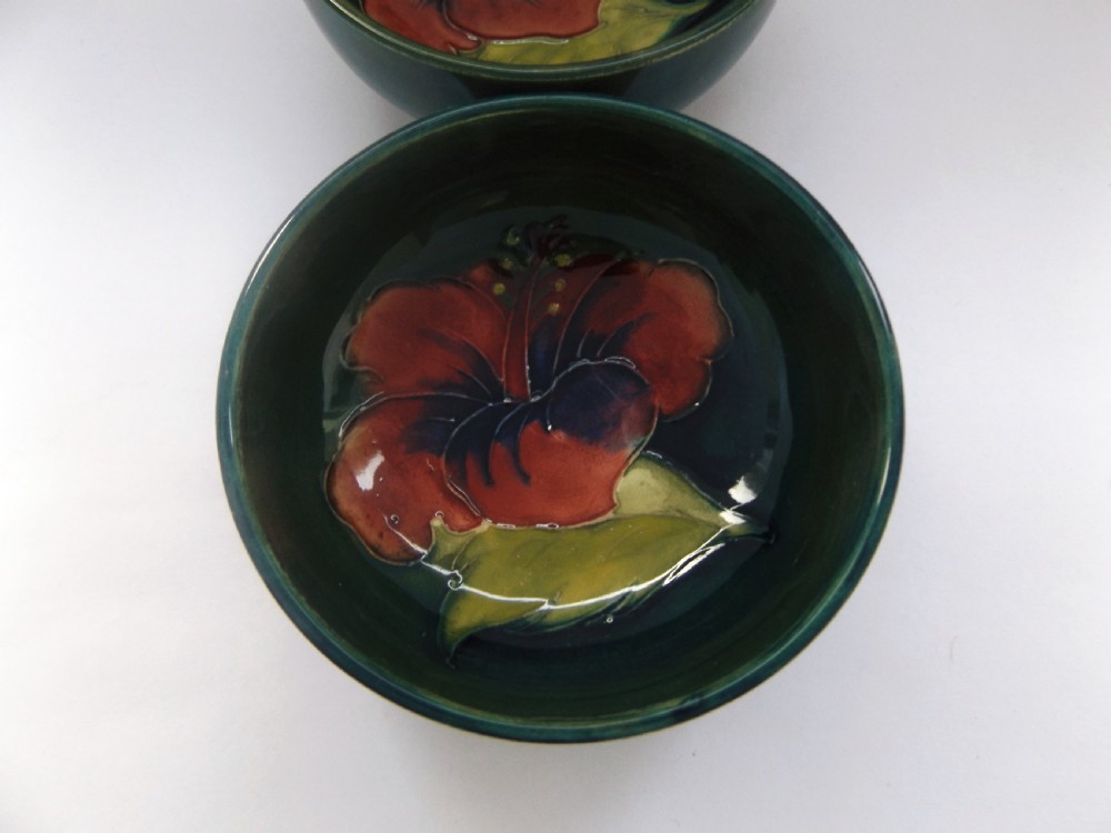 Lovely Pair of Moorcroft Hibiscus Pattern  Dishes View VII