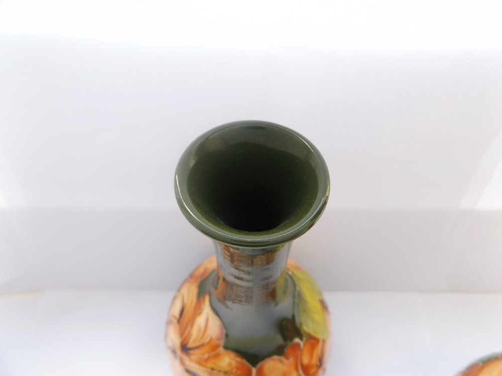 Super Pair of Large Moorcroft Coral Hibiscus Vases View VIII
