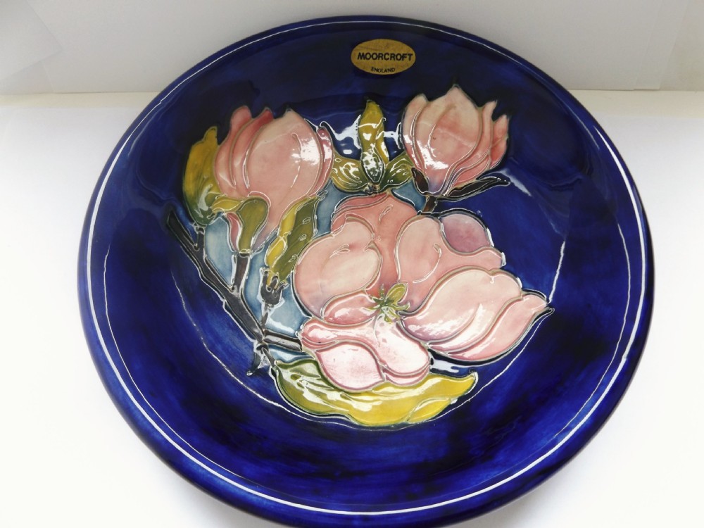 Large Moorcroft Magnolia Pattern Plate View VI