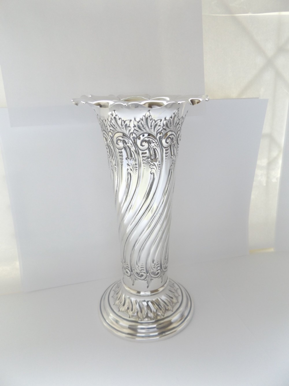 Stunning Large Victorian Silver Vase View IV