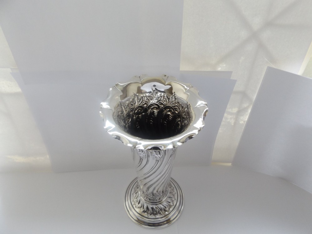 Stunning Large Victorian Silver Vase View VI