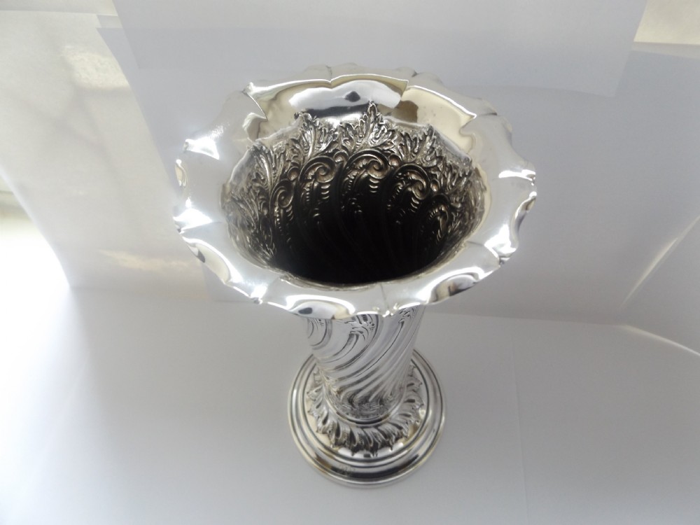 Stunning Large Victorian Silver Vase View XII