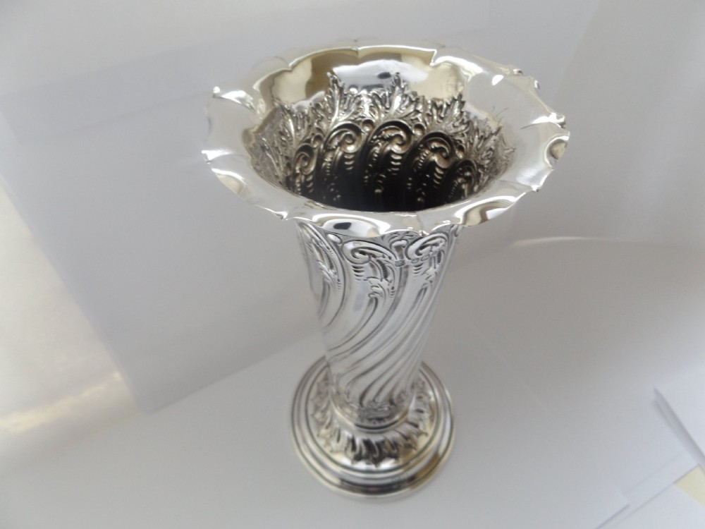 Stunning Large Victorian Silver Vase View XIII