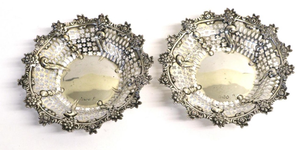 Lovely Pair of Victorian Pierced Silver Bowls