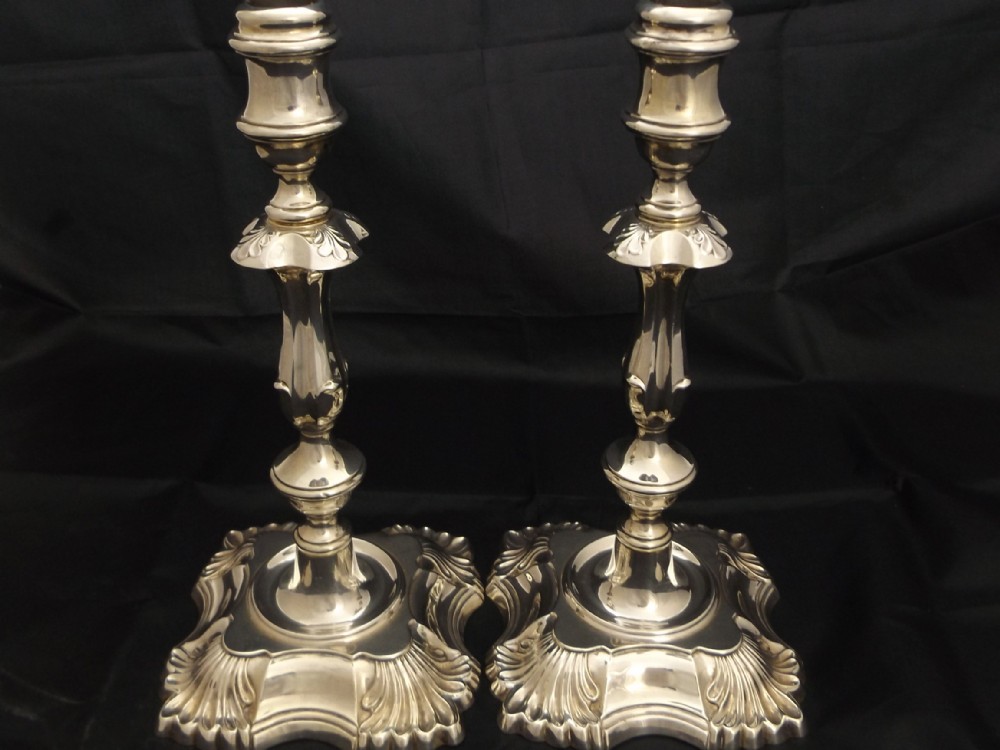 Impressive Pair of Large Edwardian Silver Candlesticks