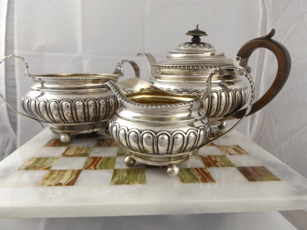 Stunning Georgian Silver Three Piece Tea Set View XII