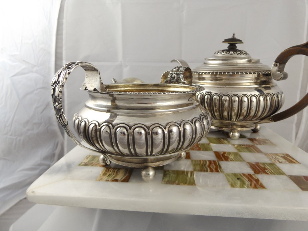 Stunning Georgian Silver Three Piece Tea Set View IV