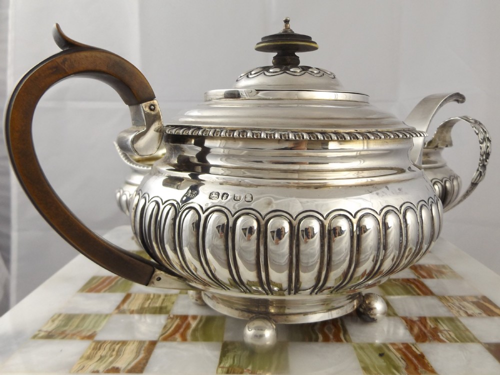 Stunning Georgian Silver Three Piece Tea Set View V