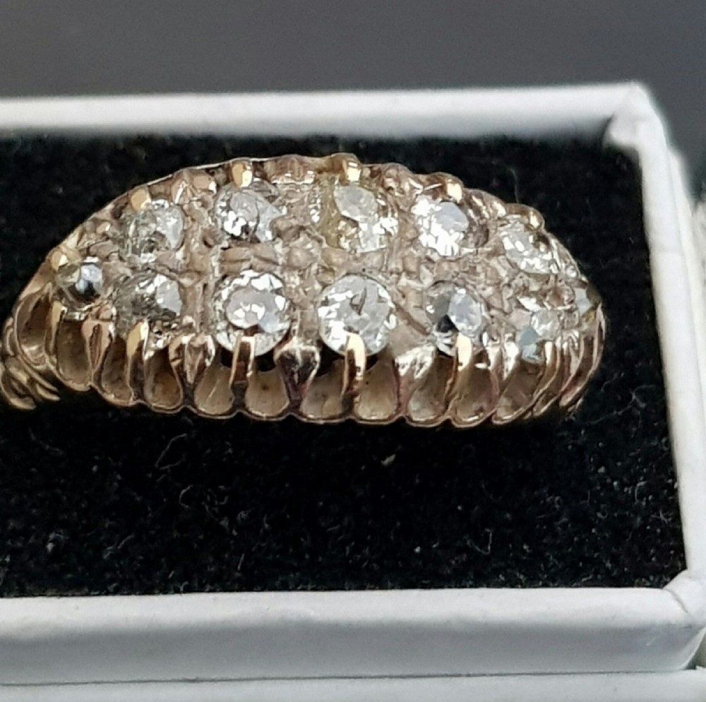 Lovely Art Deco 18ct Gold 1.1ct Diamond Cluster Ring