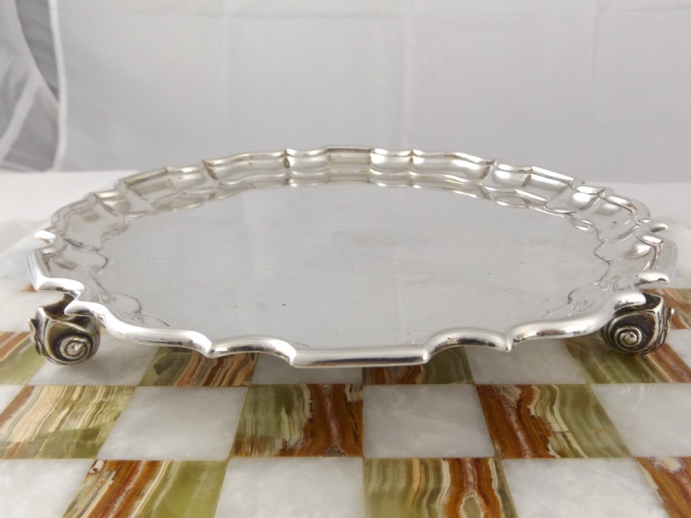 Antique Small Silver Salver \ Card Tray View IV