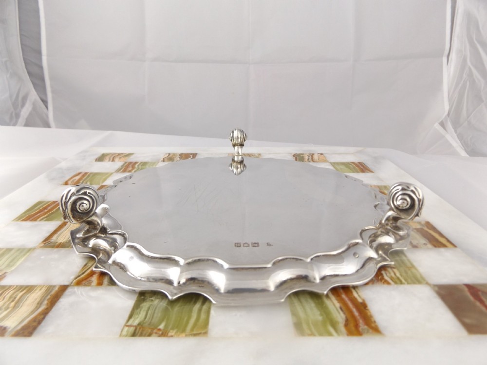 Antique Small Silver Salver \ Card Tray View V