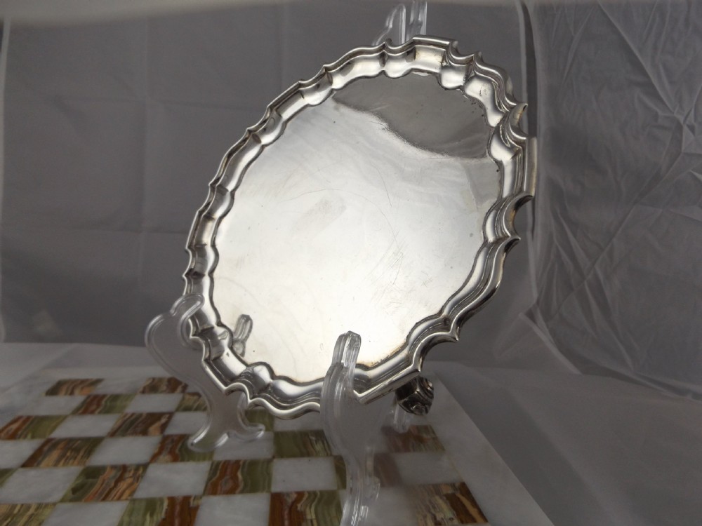 Antique Small Silver Salver \ Card Tray View VI