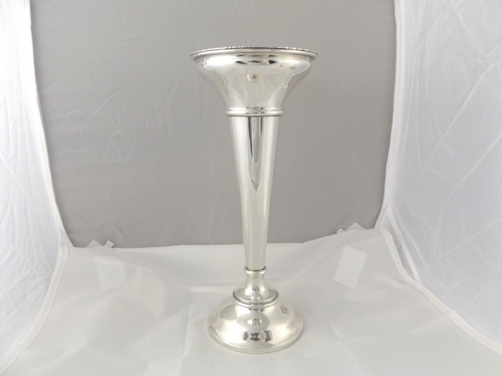 Large Hallmarked Silver Trumpet Vase View II