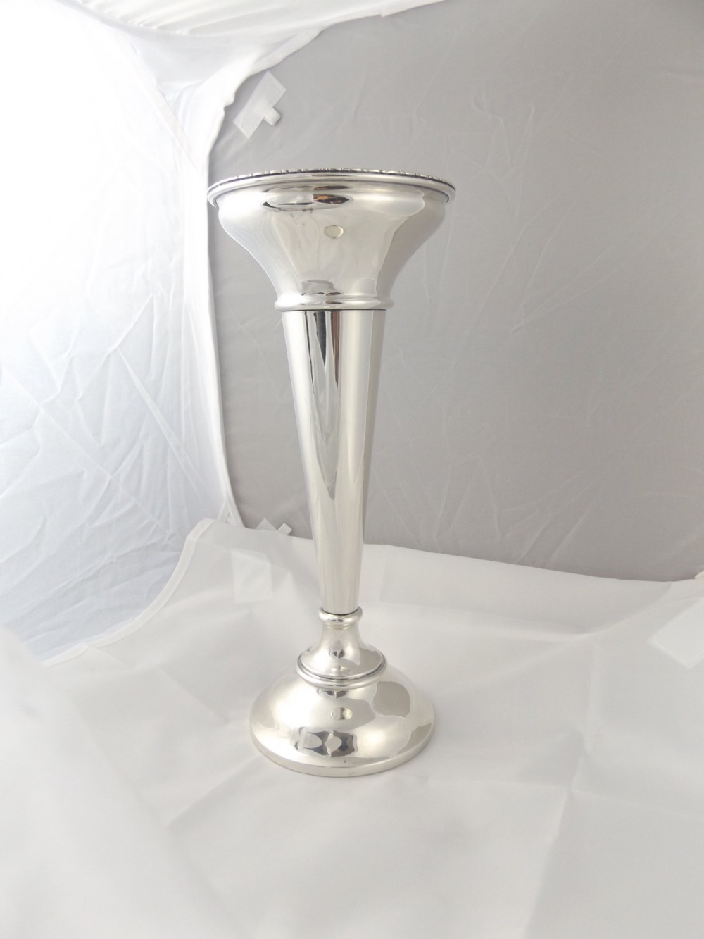 Large Hallmarked Silver Trumpet Vase